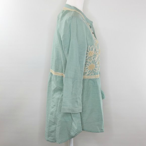 Aratta Silent Journey Mint Buttoned Tunic Top - Picture 7 of 13